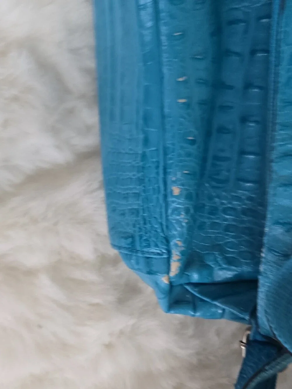 Women's Teal Croc-Embossed Sling Backpack